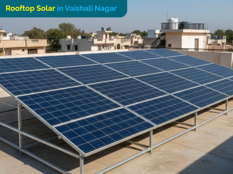 Rooftop solar panel installation on a house in Vaishali Nagar, Jaipur