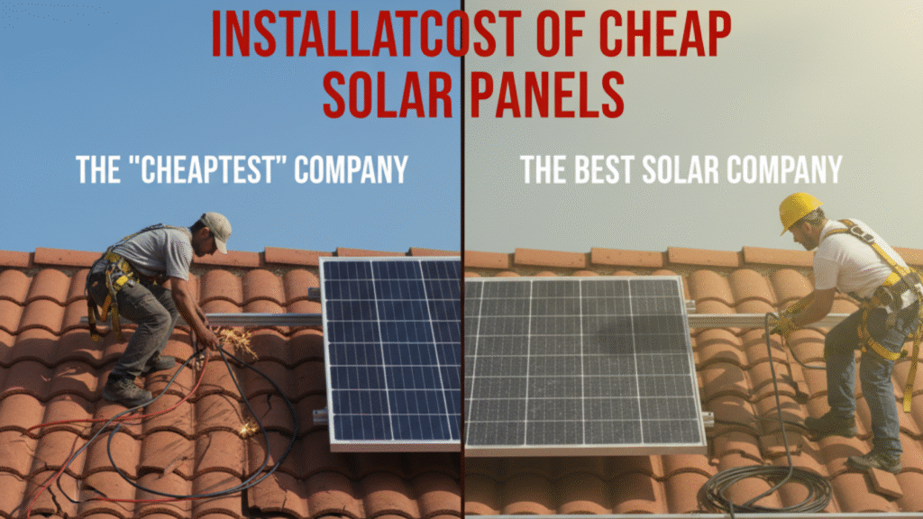 A professional solar panel installation on a rooftop