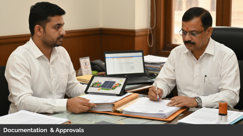 Official signing solar permits for the installation service