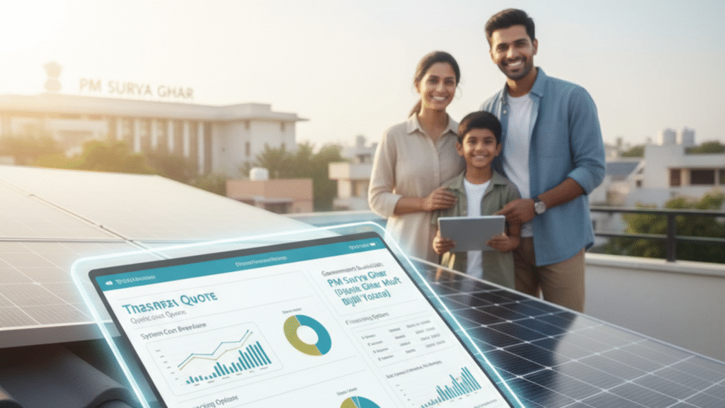 Client reviewing solar power company financial proposal
