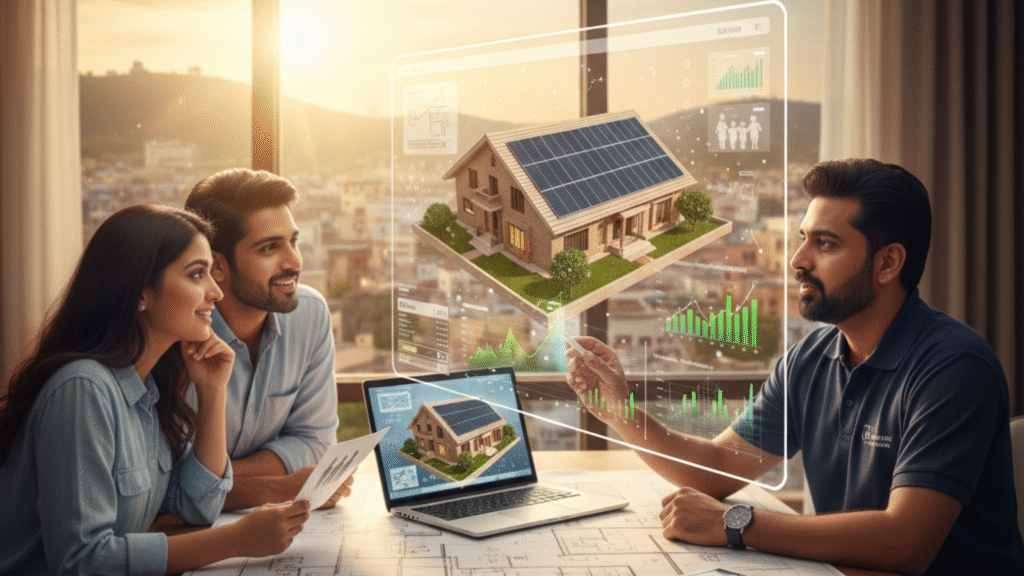 Expert designing custom solar system for a home
