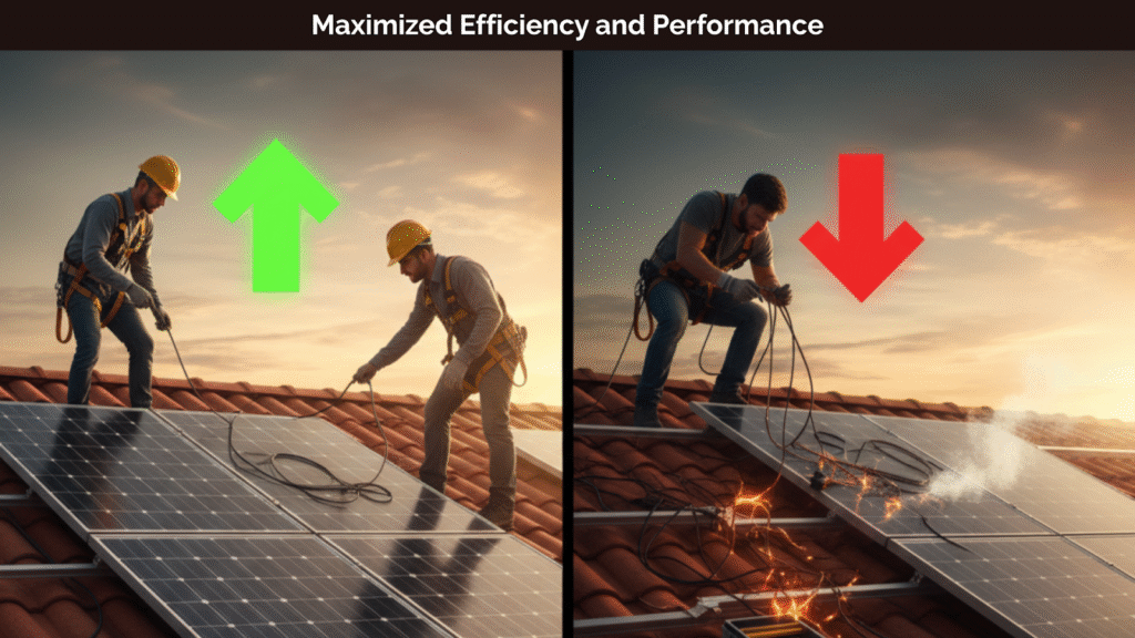 Solar professional checking the efficiency of a solar panel installation
