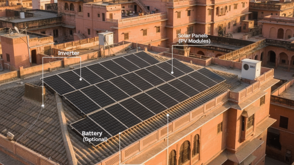 Rooftop solar system components diagram