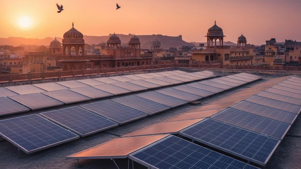Solar panels on rooftop, Jaipur
