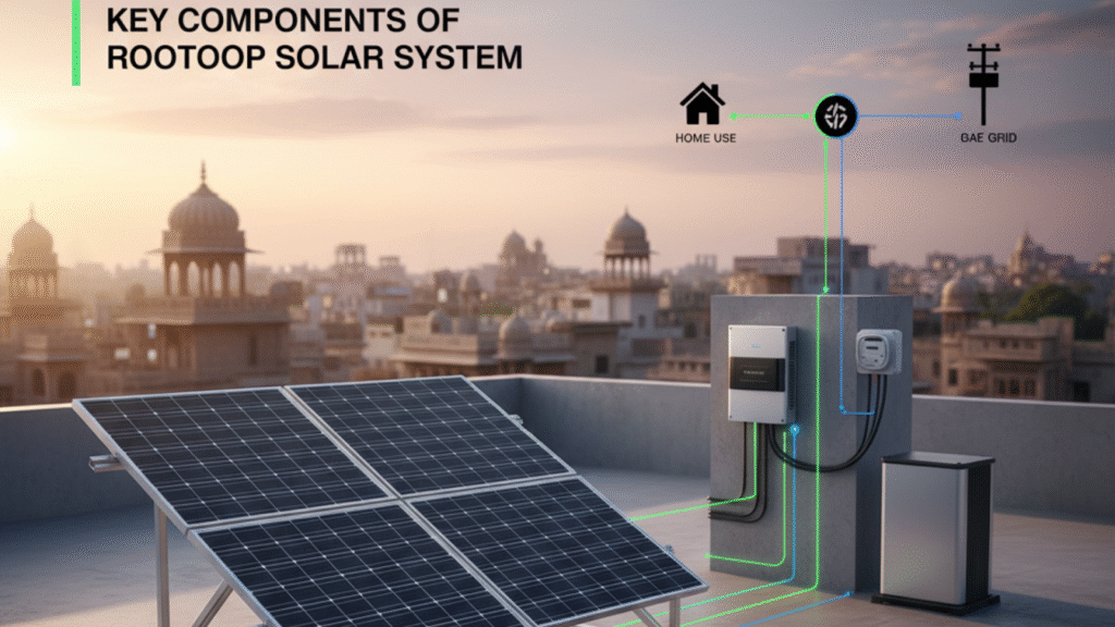 Essential parts of a rooftop solar setup