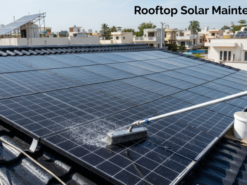 Professional cleaning of rooftop solar panels in India