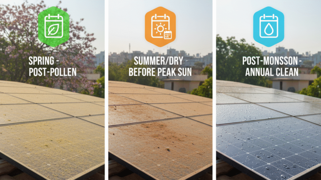 Seasonal calendar for solar panel cleaning