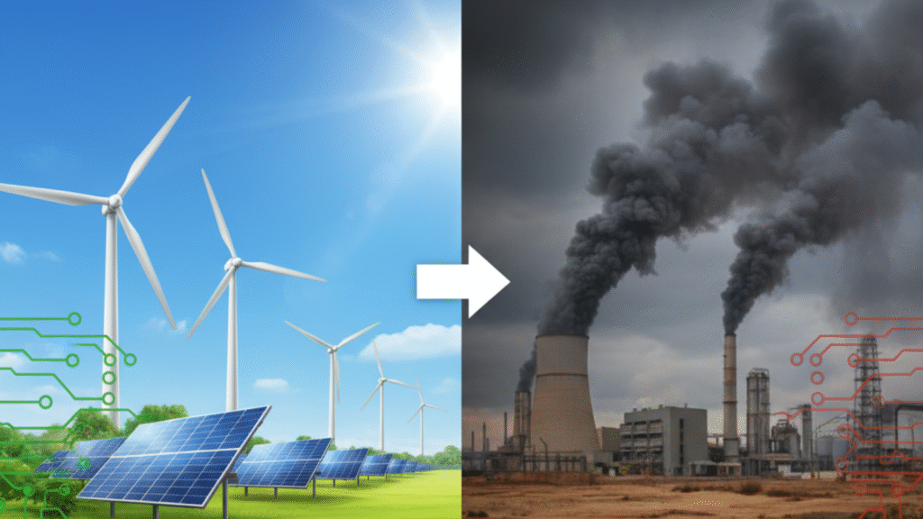 Comparison of green power and fossil fuels

