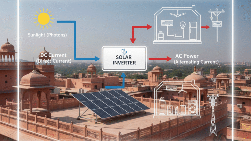 Solar inverter converting energy
