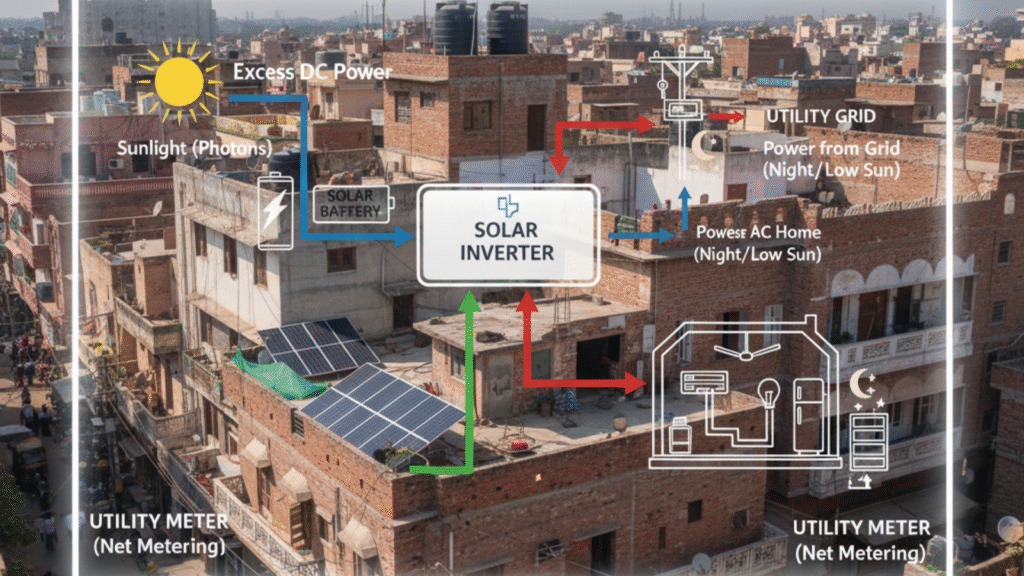 Excess solar power to grid
