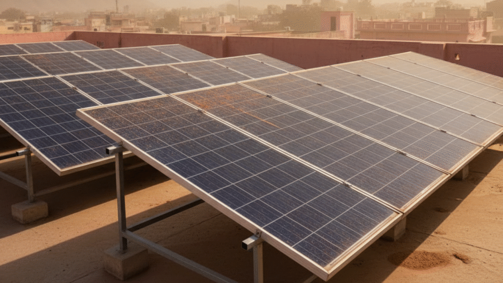 Jaipur dust dirty solar panels climate
