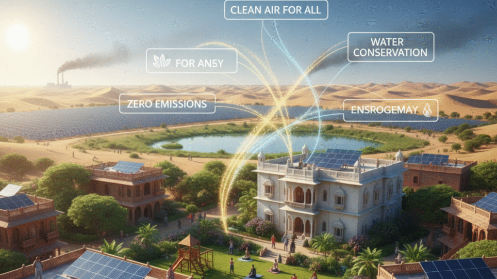 Solar panels on homes in Rajasthan improving air quality and health