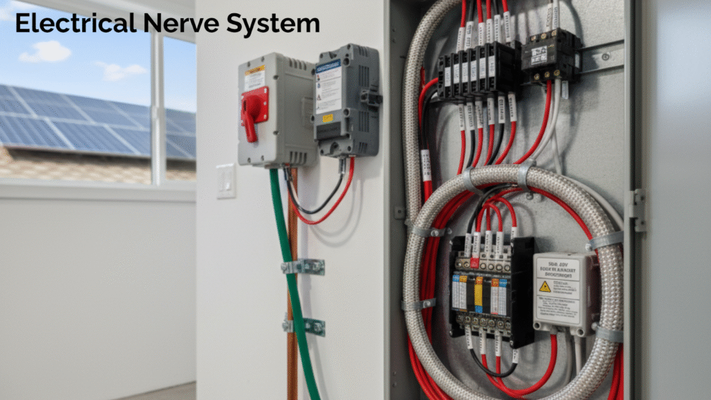 Solar electrical panel and wiring