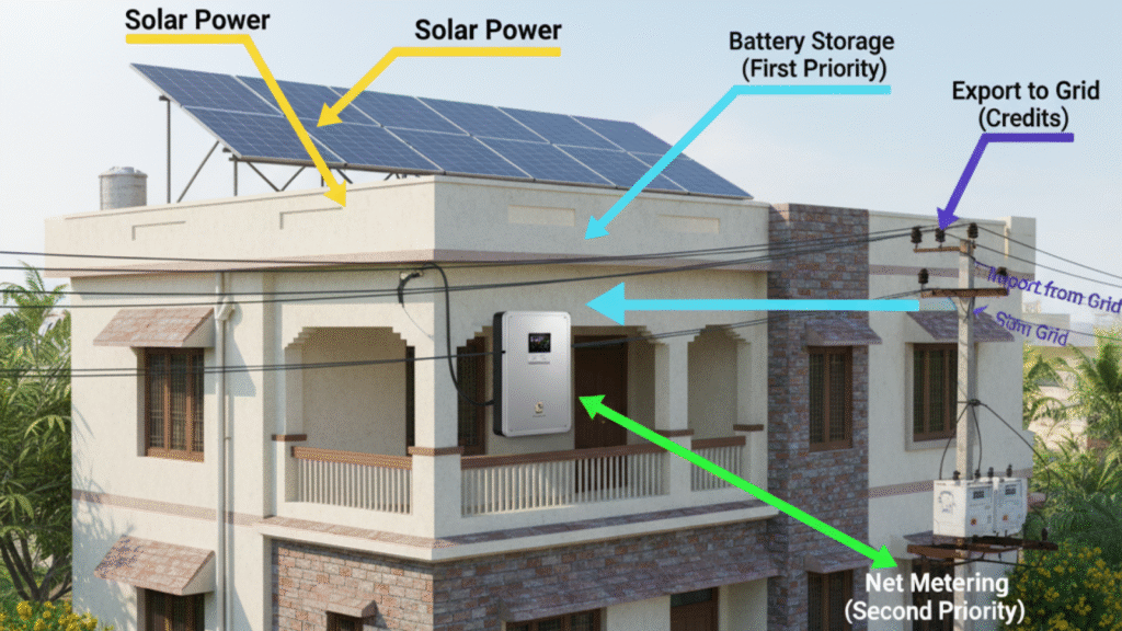 Solar battery storage for home backup power