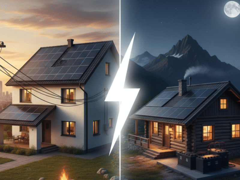 Comparison of on-grid and off-grid homes