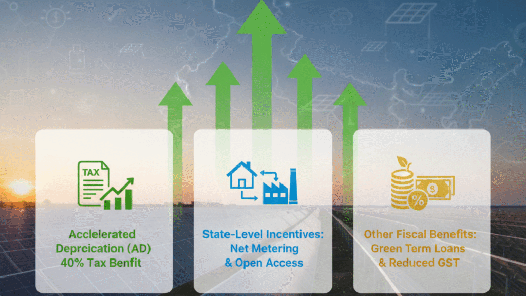 MW solar plant India incentives, tax benefits