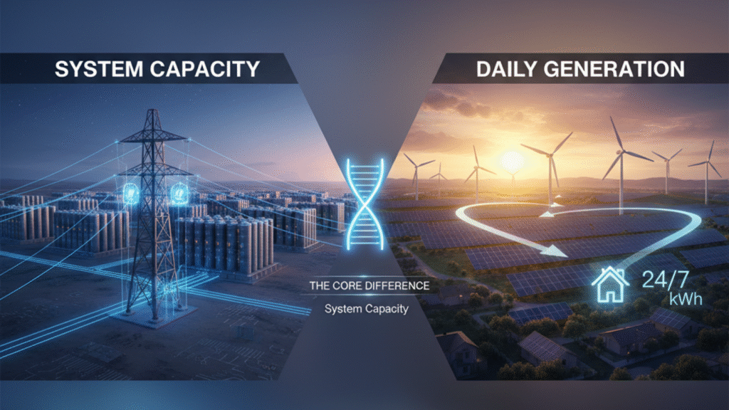The Core Difference: System Capacity and Daily Generation|