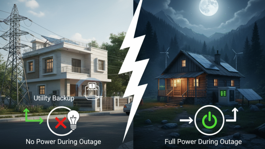 Power security and maintenance differences between solar setups
