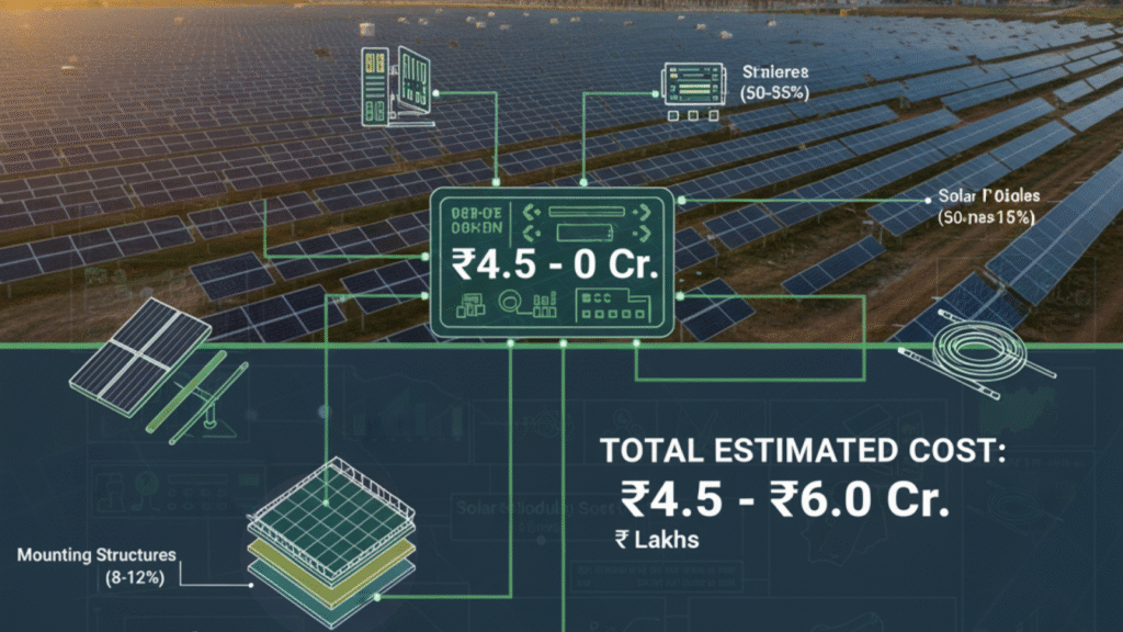 1 MW solar plant cost breakdown, components