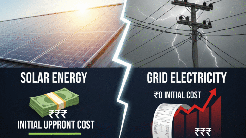 Upfront vs. Operating Costs of Solar Energy vs Grid Electricity