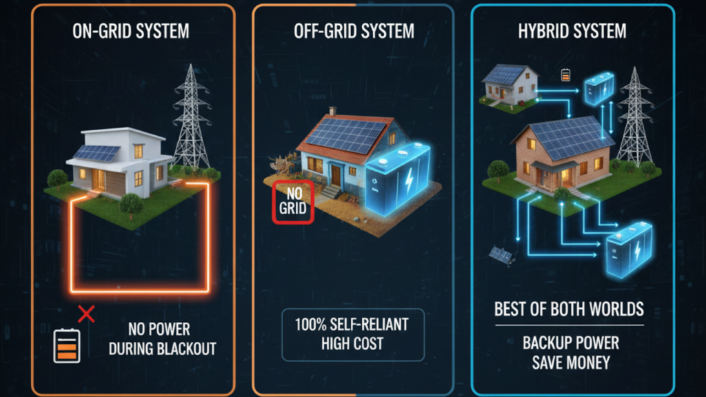 Comparison chart of solar system types